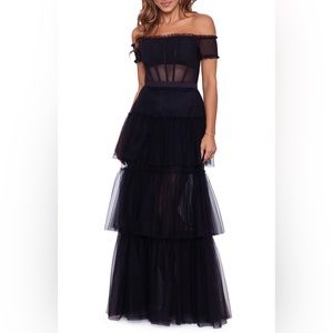 Ruffle Off the Shoulder Tiered Ballgown
BETSY & ADAM